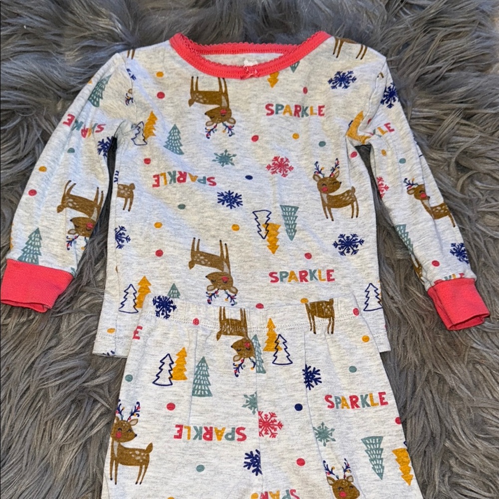 Koala Kids Gray and Red Pajama Set with Woodland Print